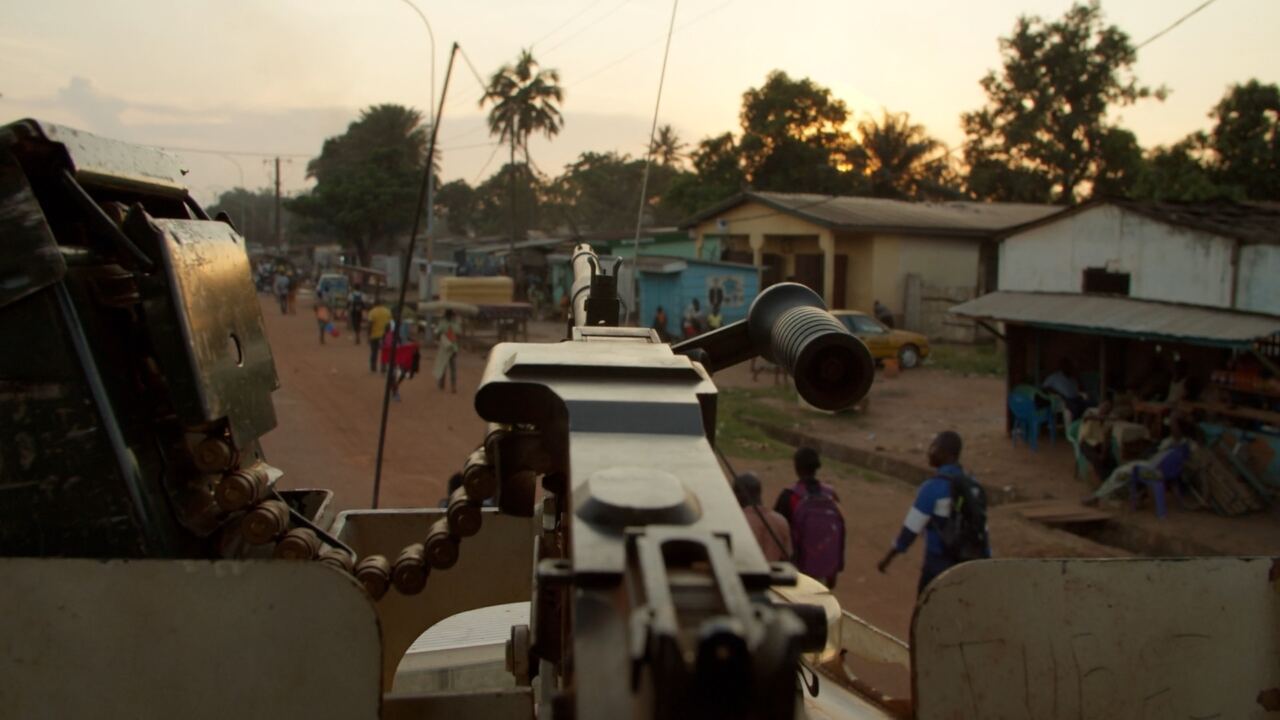 An armoured vehicle on a street
