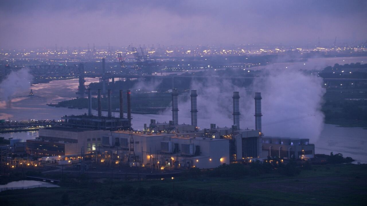 A power station at dusk