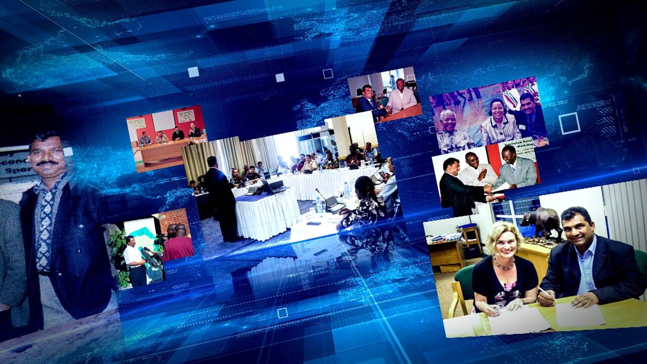 Film still: archive photographs of ACCORD workshops and meetings