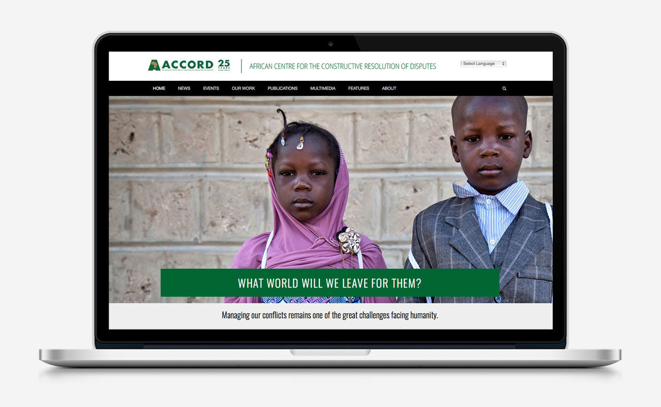 The ACCORD website homepage on a laptop