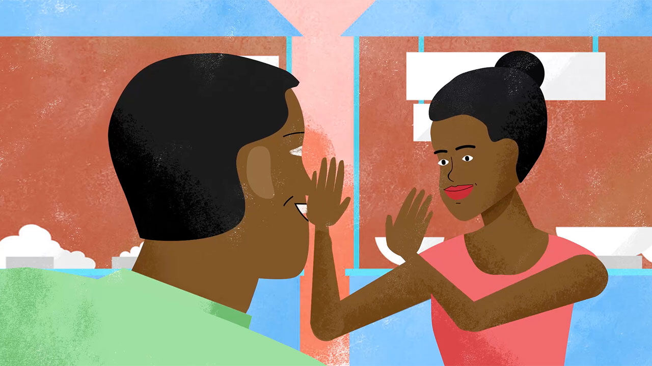 Animation still: a colleague telling the expert about the African Standby Capacity