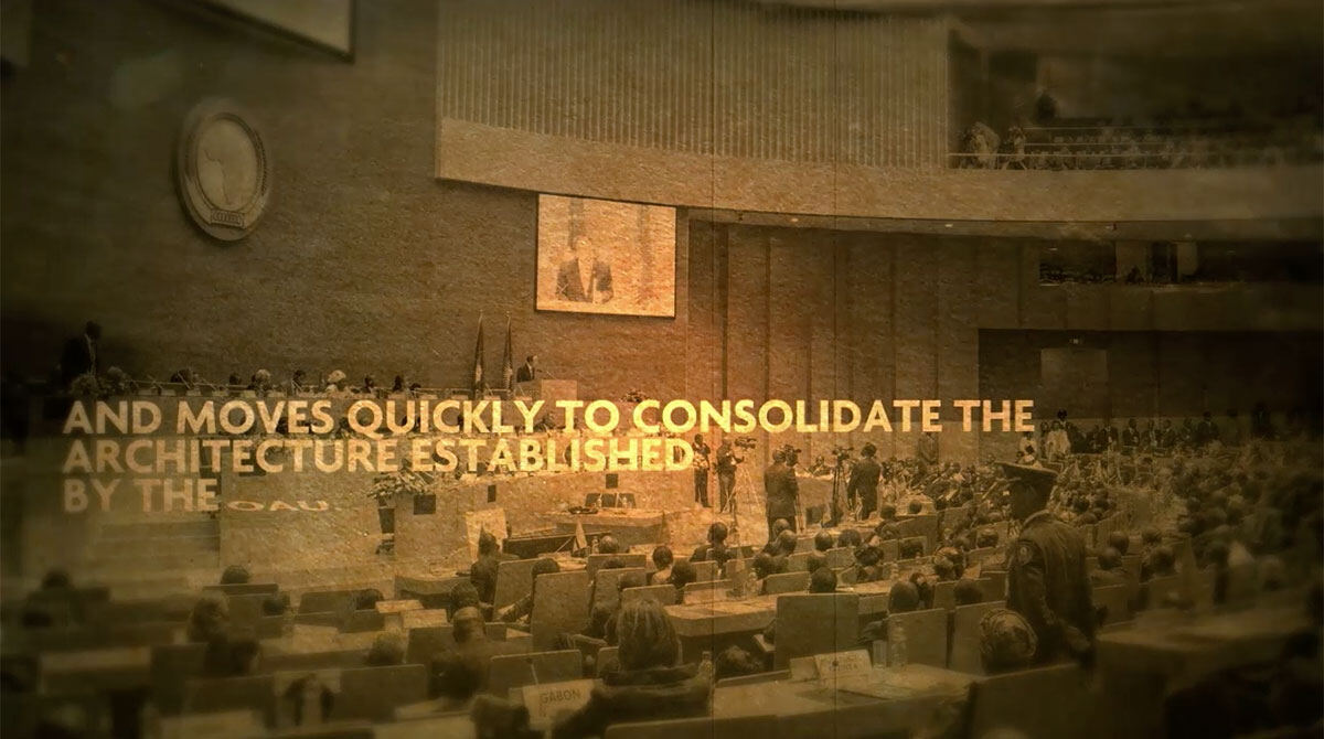 Film still: the African Union assembly hall