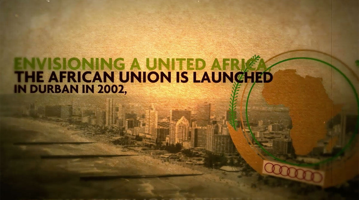 Film still: the African Union is launched in Durban in 2002