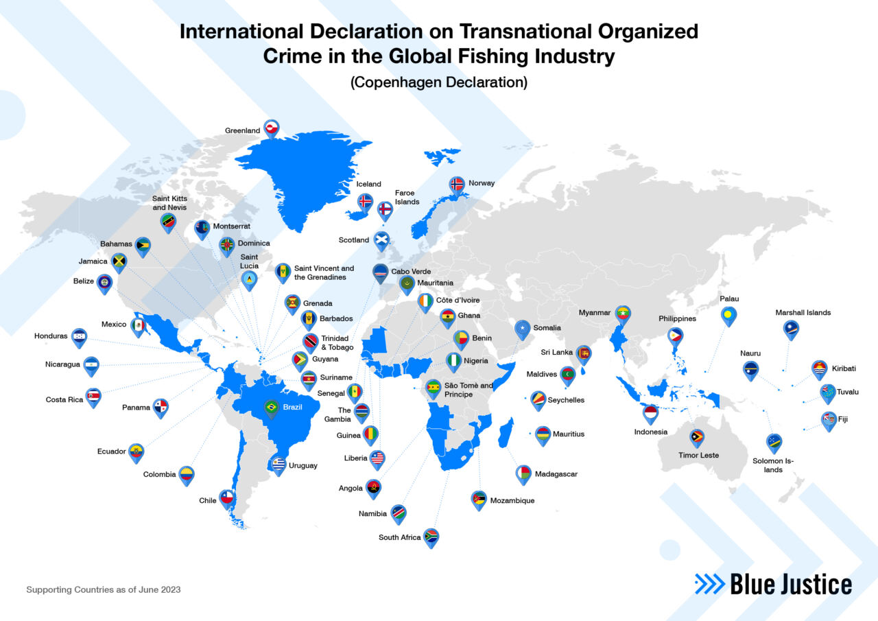 A world map of countries supporting the Copenhagen Declaration