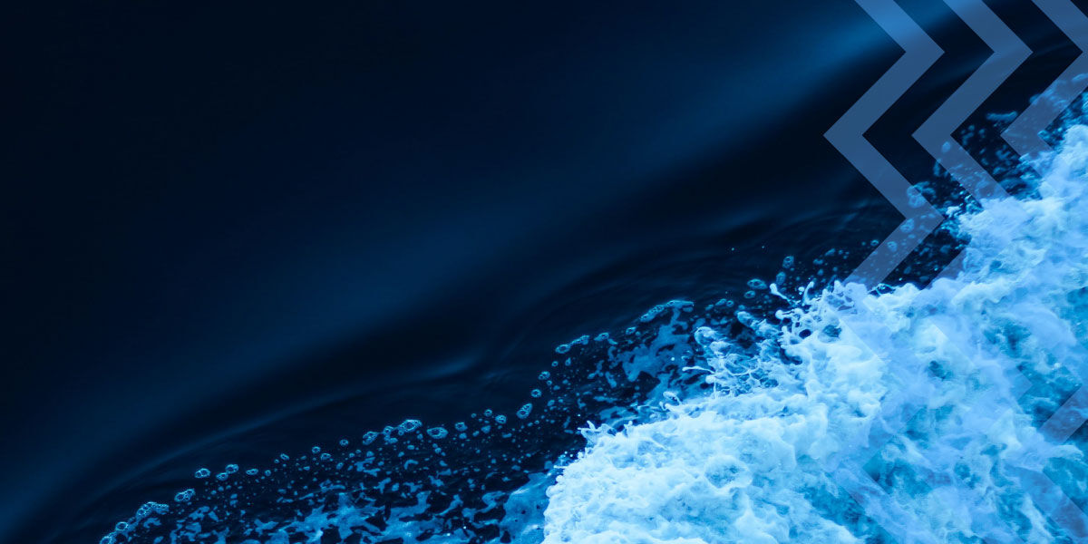 Blue Justice Conference branding: a wave breaking on dark blue water