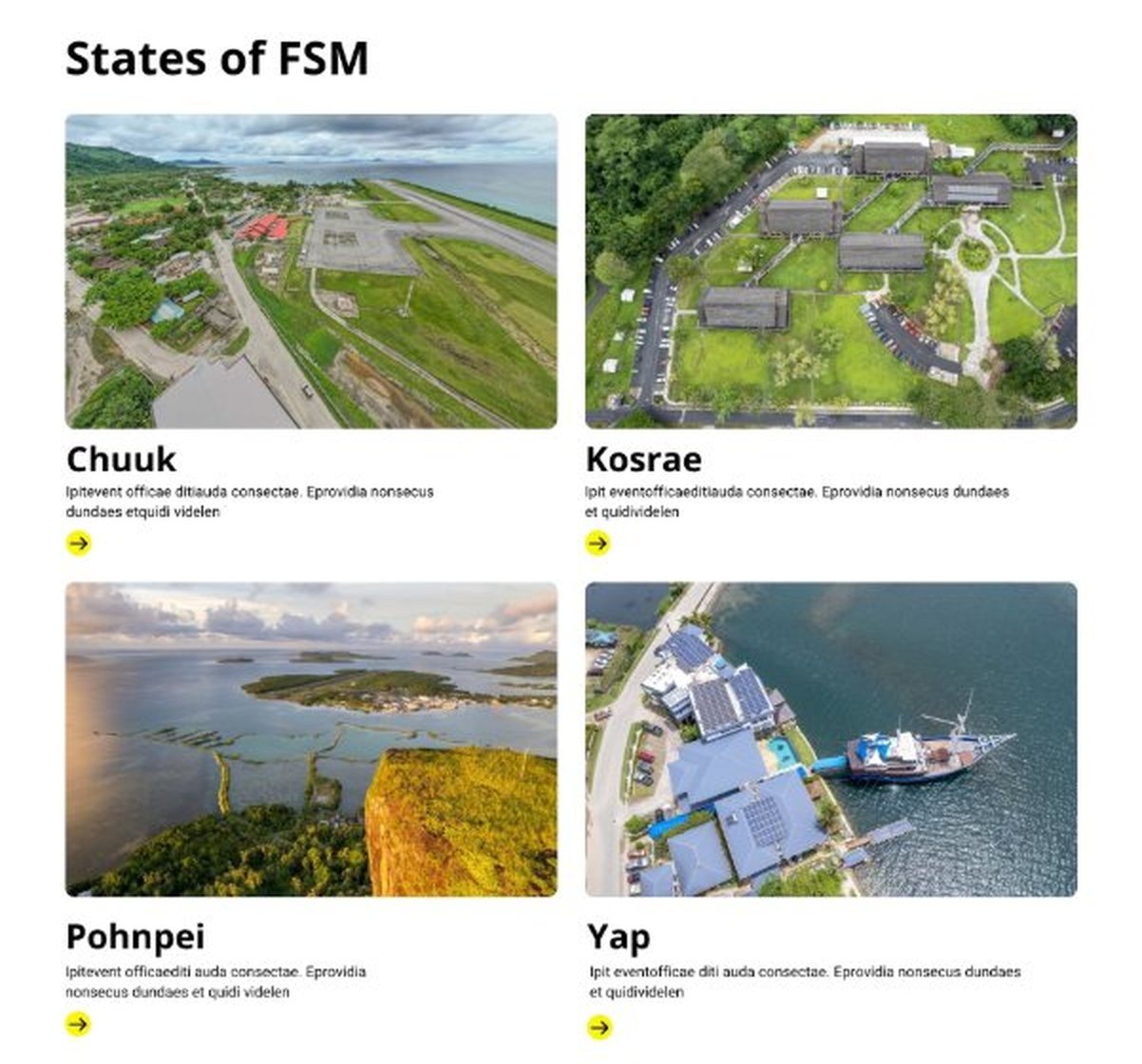 Cards for the Chuuk, Kosrae, Pohnpei and Yap state finance offices