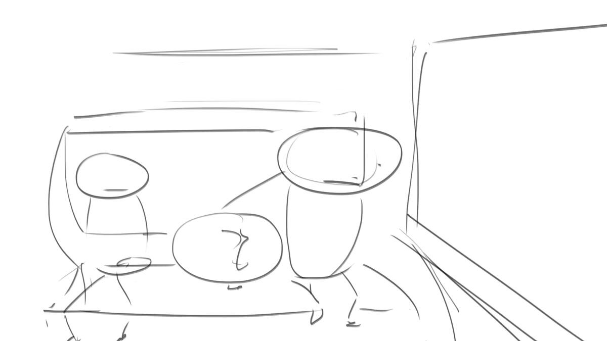 Storyboard sketch: the family at home