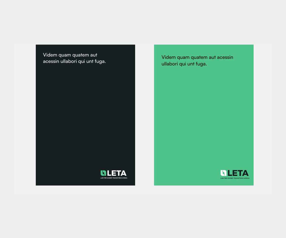 LETA print layouts in forest grey and green