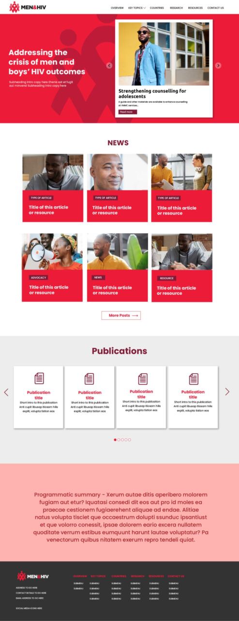 Men & HIV website homepage, full length