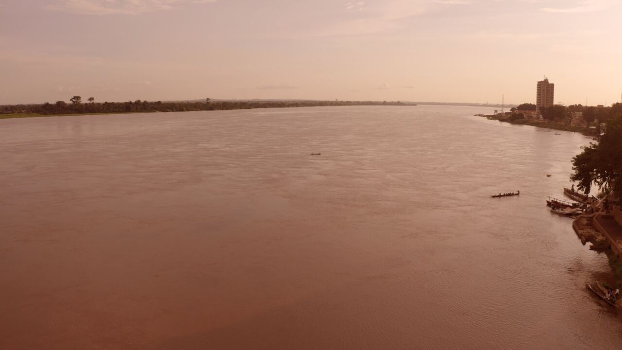 The Oubangui river at Bangui in the evening light