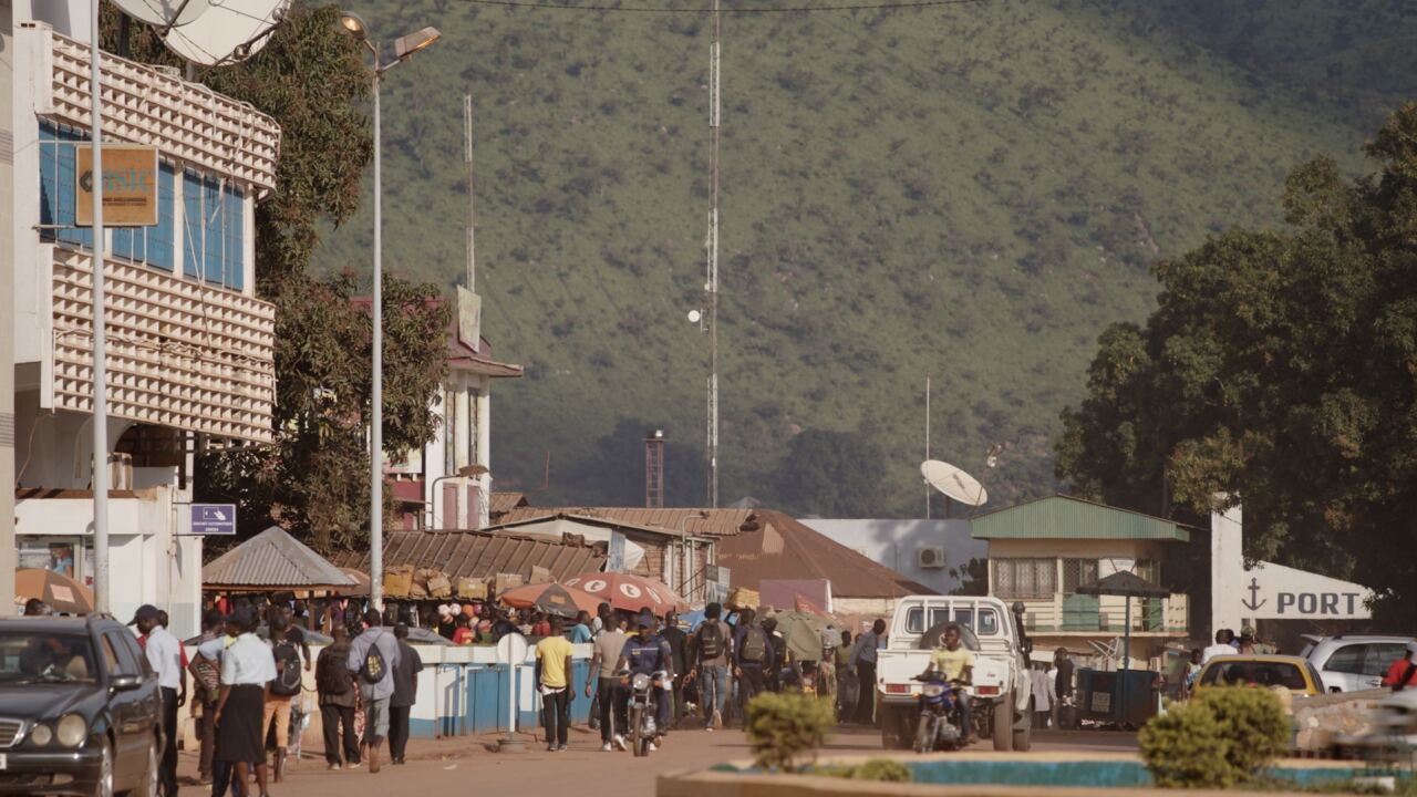 A busy street corner in central Bangui
