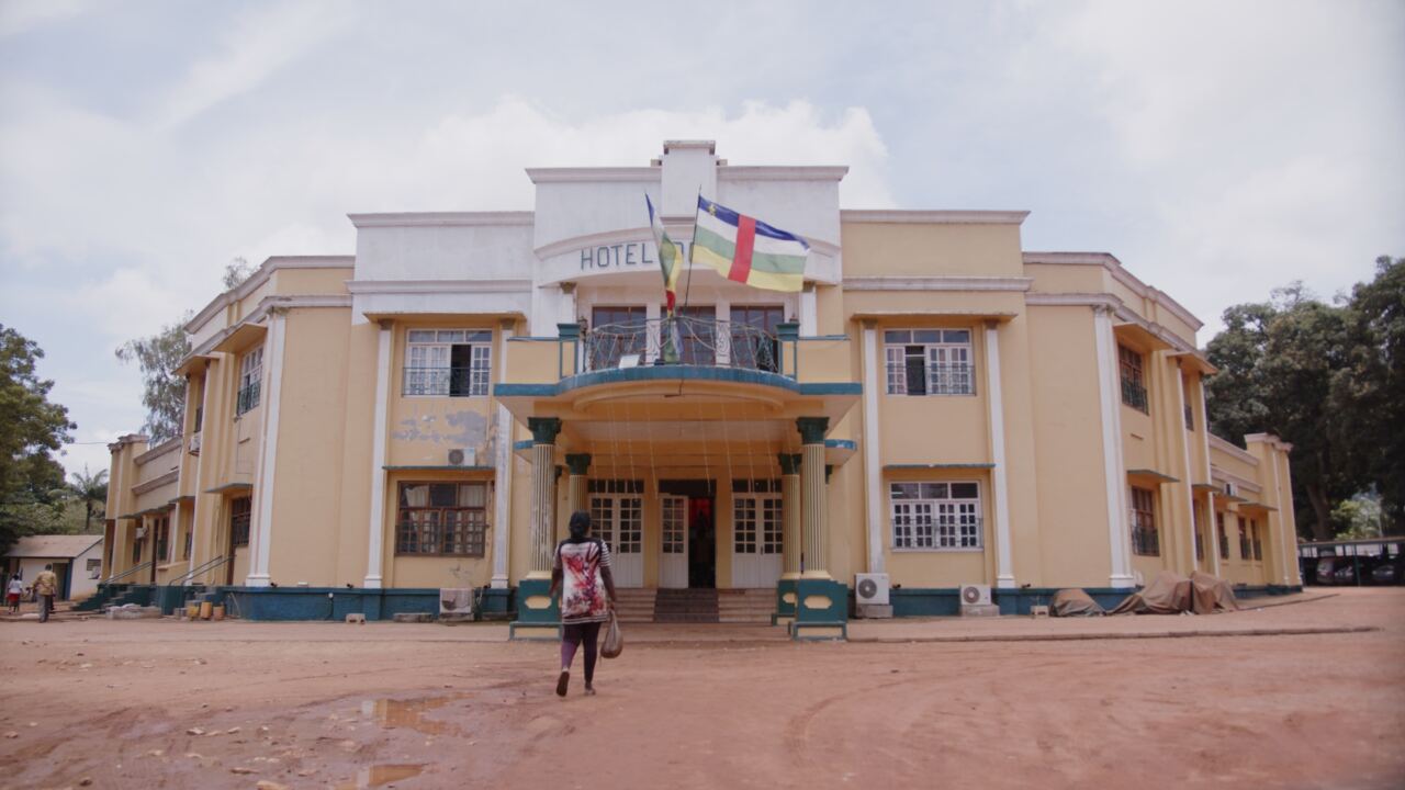 A hotel in Bangui flying the Central African Republic flag