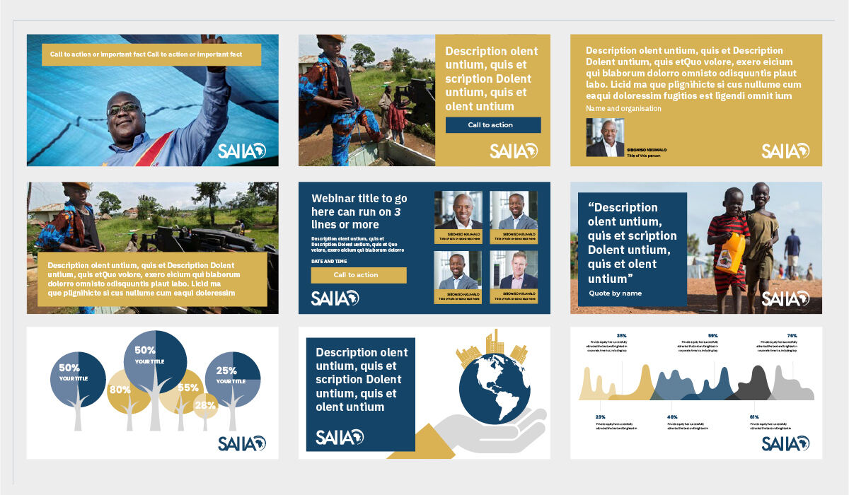 SAIIA social media templates in blue and gold