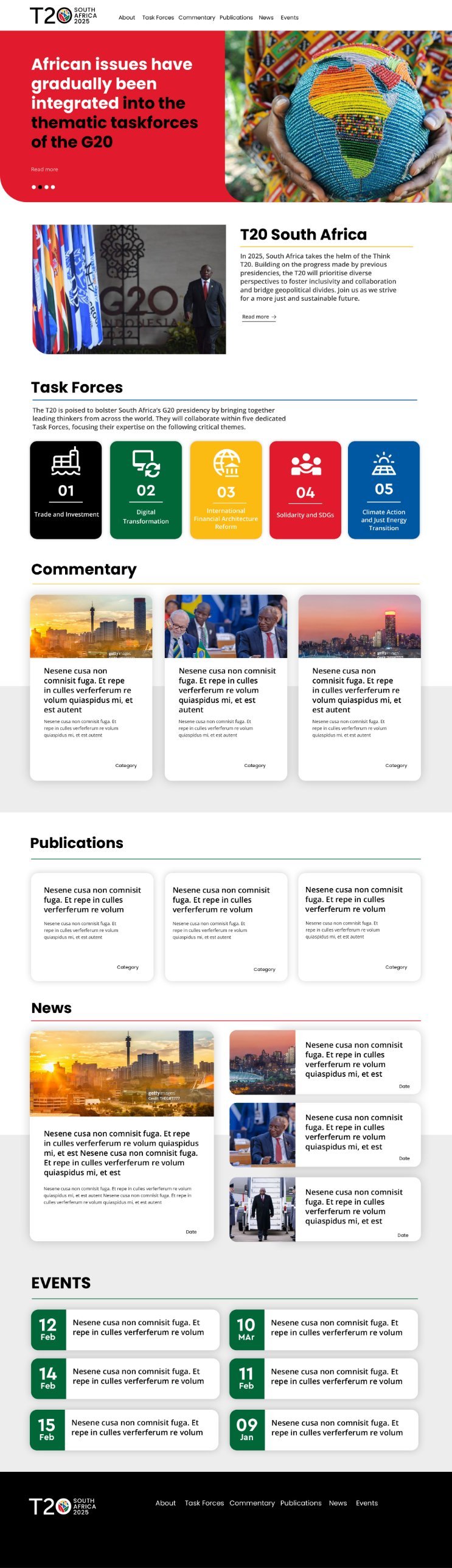 T20 South Africa website homepage, full length