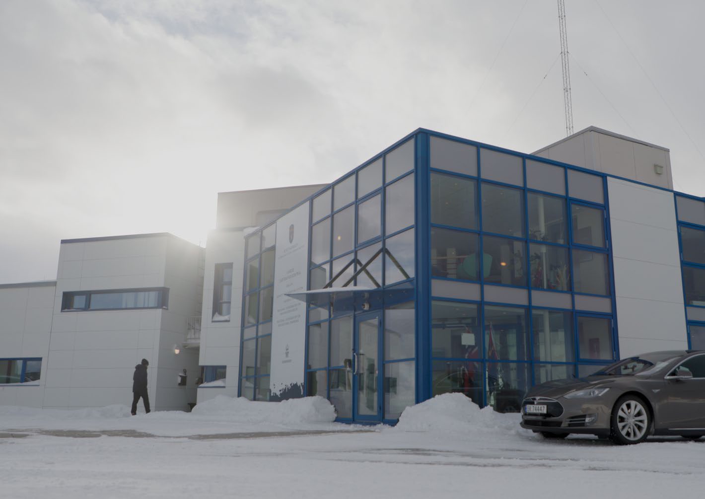 The Vardø centre in snow