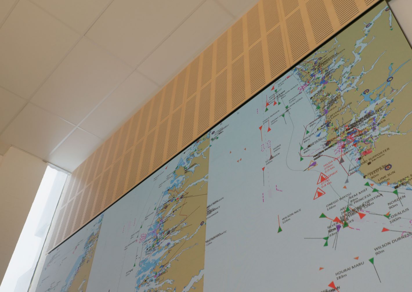 A wall map of tracked vessels